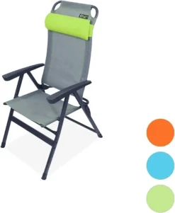 Portal Outdoor Ken Reclining Chair Grey With A Green Headrest And Stitching Complete With Anna Footrest