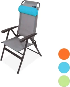 Portal Outdoor Ken Reclining Chair Grey With A Blue Headrest And Stitching Complete With Anna Footrest -Vango Camping Shop 51t8atjo3xl. ac sl1200 2