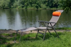 Portal Outdoor Ken Reclining Chair Grey With A Blue Headrest And Stitching Complete With Anna Footrest -Vango Camping Shop 81k hc9ttpl. ac sl1500 1 1