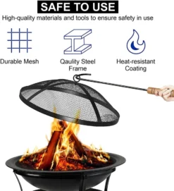 Large Steel Metal Fire Pit For Outdoor Garden Patio Heater Camping Bowl With Lid & Poker -Vango Camping Shop firepit4 1024x1024
