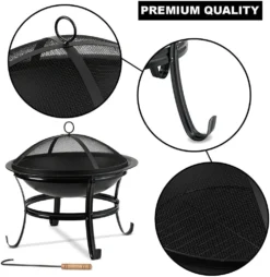 Large Steel Metal Fire Pit For Outdoor Garden Patio Heater Camping Bowl With Lid & Poker -Vango Camping Shop firepit6 1024x1024