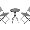 Gardenwize 3 Piece Garden Balcony Bistro Set With 2 Folding Chairs & 50cm Table GW346