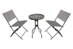 Gardenwize 3 Piece Garden Balcony Bistro Set With 2 Folding Chairs & 50cm Table GW346