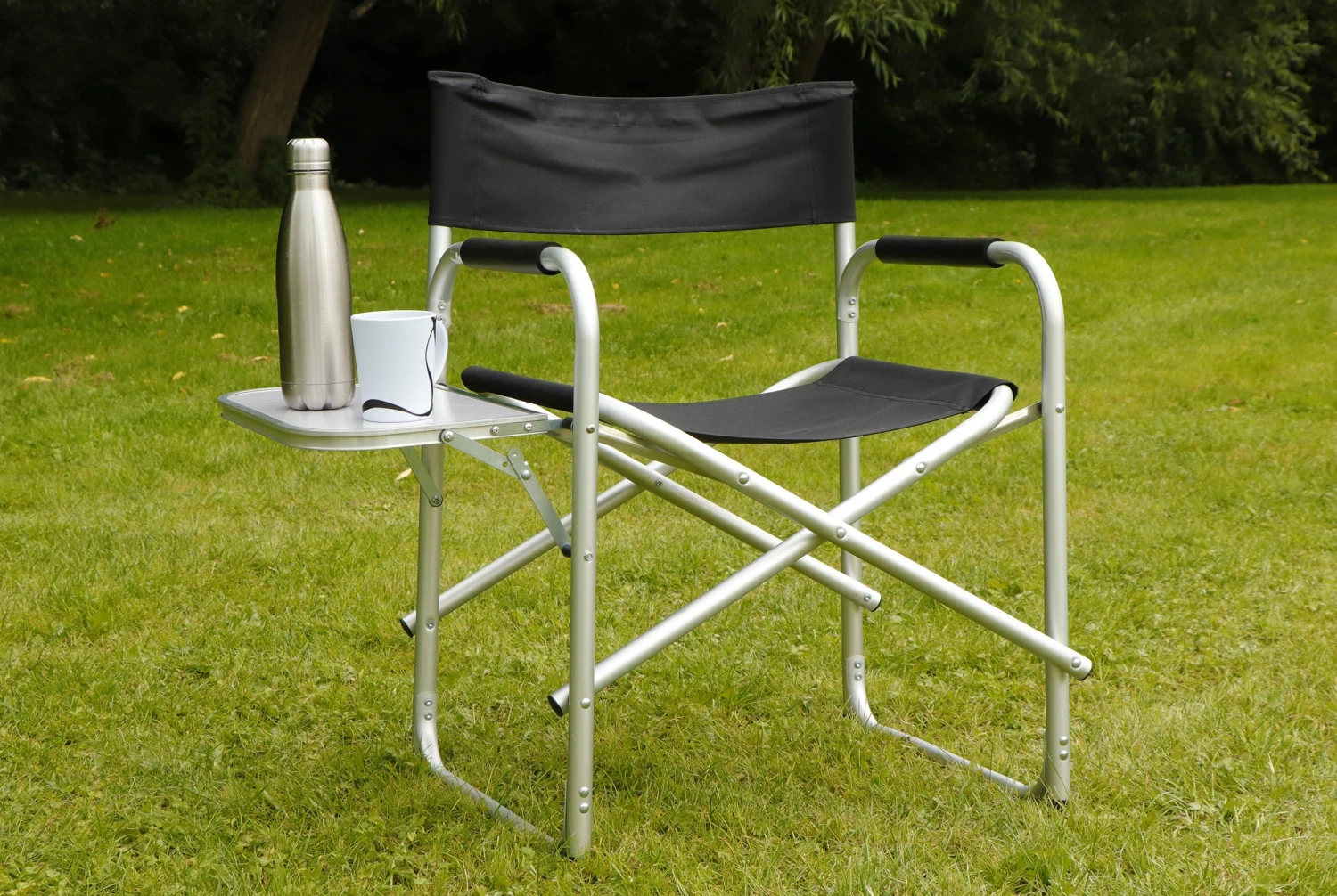 Leisurewize Directors Chair With Side Table - Black LW646 1 Leisurewize Directors Chair With Side Table - Black LW646